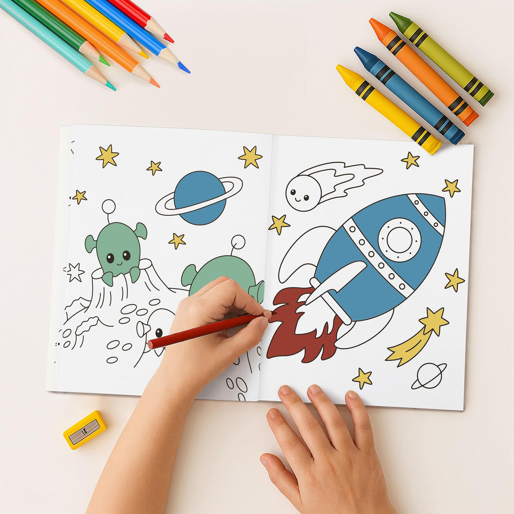 ZICOTO 3-in-1 Coloring Book Set for Boys – Dinosaur, Space & Trucks – 132 Unique Designs