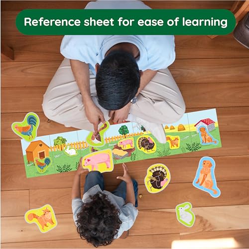Zicster My First Puzzle: 12 Graded Montessori Puzzles for Toddlers (Wild Animals, 2-5 Pieces)
