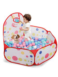 ZimiTeda Red Dot Kids Ball Pit with Basketball Hoop – Foldable Pop-Up Playpen, 47-Inch Wide, for Toddlers (Balls Not Included)