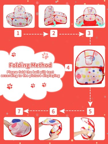 ZimiTeda Red Dot Kids Ball Pit with Basketball Hoop – Foldable Pop-Up Playpen, 47-Inch Wide, for Toddlers (Balls Not Included)