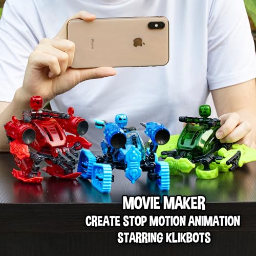Zing Klikbot Megabot Stampede Red – 3 Transformable Action Figures with Stop Motion App, Ages 8+