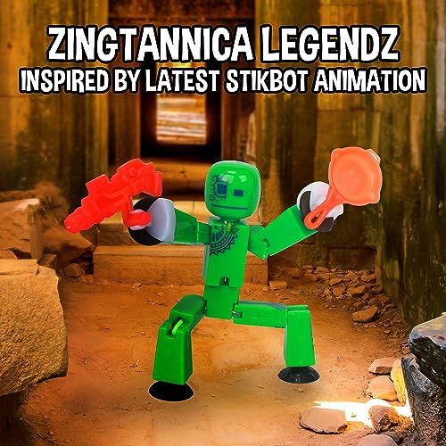 Zing StikBot Zingtannica Action Pack - Green (Karmatopia) - Poseable Stop Motion Figure with Accessories, Ages 4+