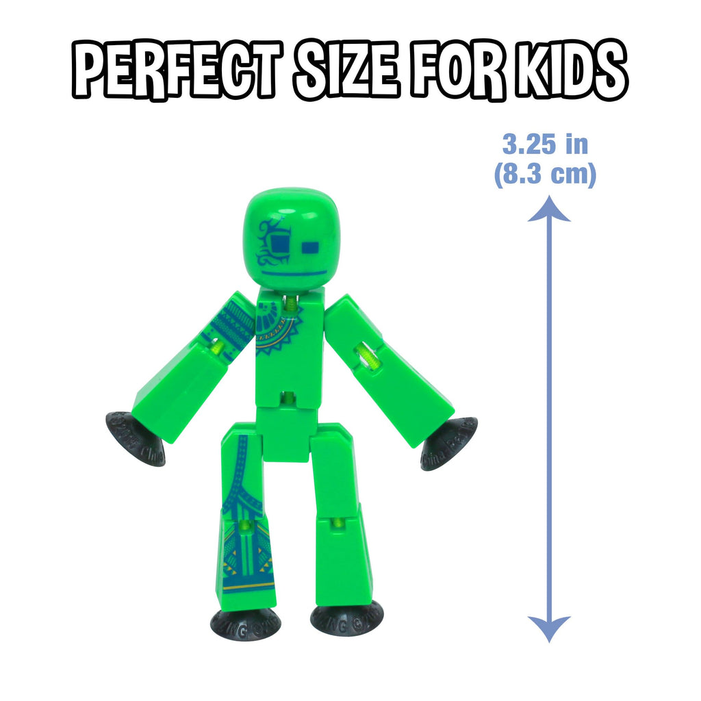 Zing StikBot Zingtannica Action Pack - Green (Karmatopia) - Poseable Stop Motion Figure with Accessories, Ages 4+