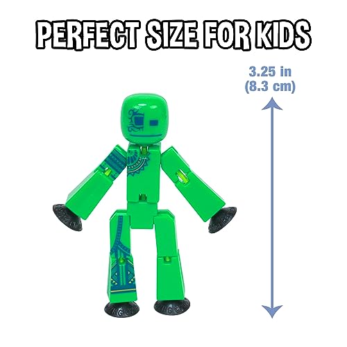 Zing StikBot Zingtannica Action Pack - Green (Karmatopia) - Poseable Stop Motion Figure with Accessories, Ages 4+