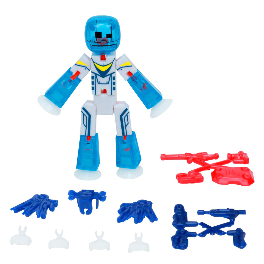 Zing StikBot Zingtannica Action Pack: Poseable Stop Motion Figure with Snap-On Accessories, Blue (Vangarden)