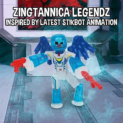Zing StikBot Zingtannica Action Pack: Poseable Stop Motion Figure with Snap-On Accessories, Blue (Vangarden)