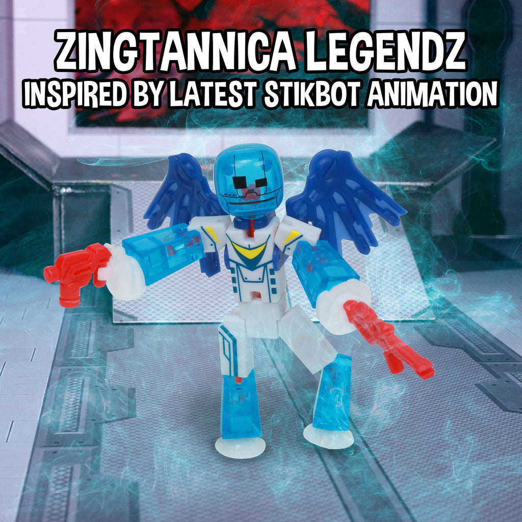 Zing StikBot Zingtannica Action Pack: Poseable Stop Motion Figure with Snap-On Accessories, Blue (Vangarden)