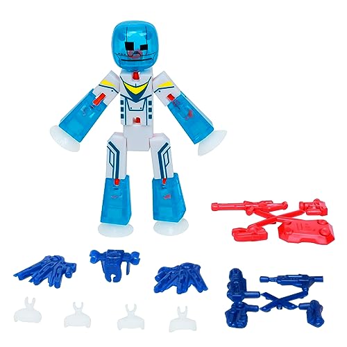 Zing StikBot Zingtannica Action Pack: Poseable Stop Motion Figure with Snap-On Accessories, Blue (Vangarden)