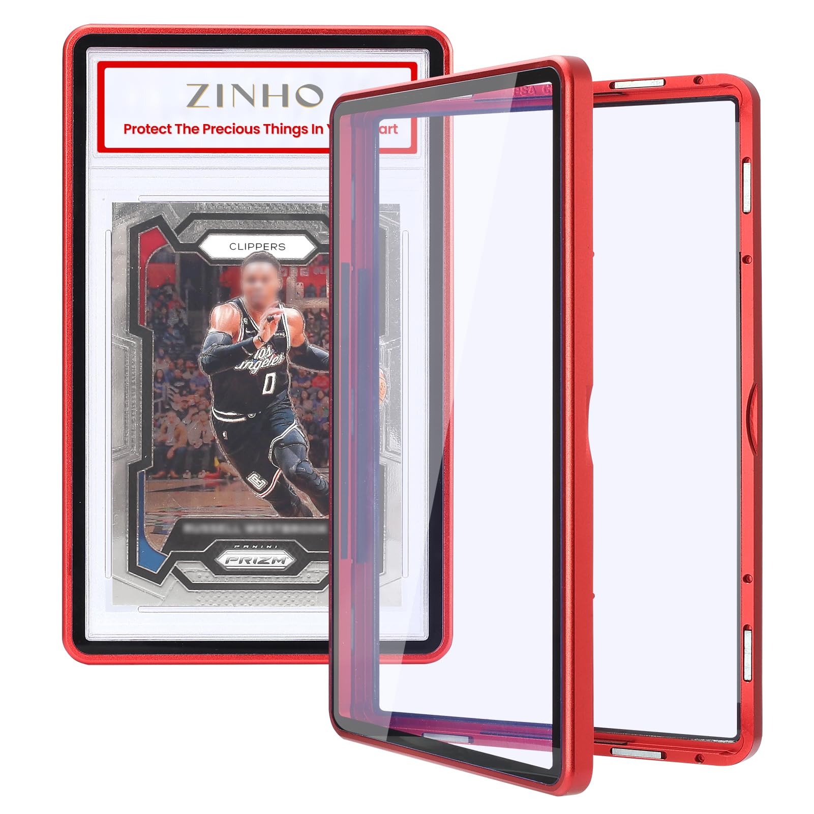 ZINHO Graded Card Case - Red Aluminum Alloy Slab Protector with Magnetic Closure for 35PT PSA/CGC/CSG Cards