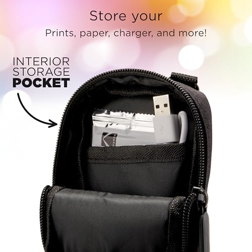 Zink Soft Camera Case for Instant Print Cameras – Black, with Photo Paper Pocket and Crossbody Strap