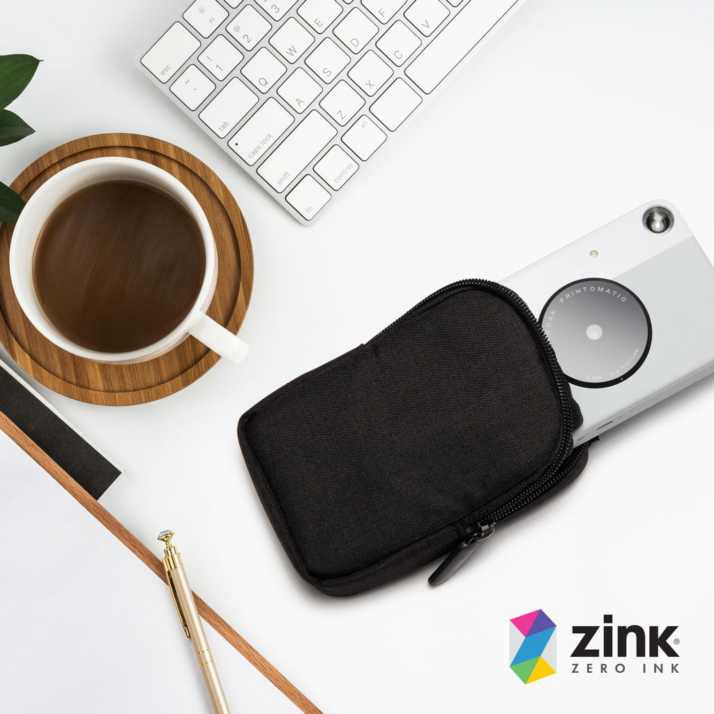 Zink Soft Camera Case for Instant Print Cameras – Black, with Photo Paper Pocket and Crossbody Strap
