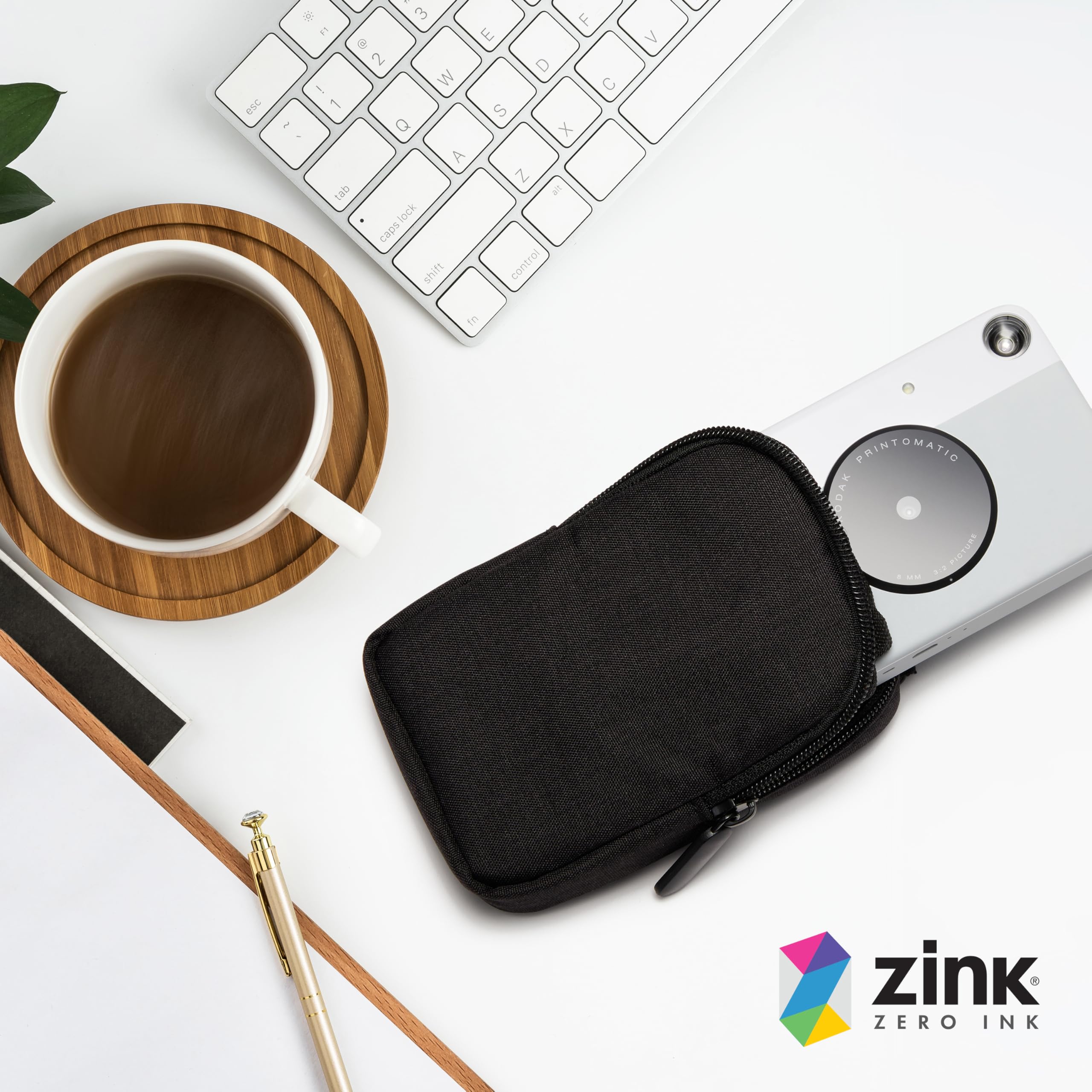 Zink Soft Camera Case for Instant Print Cameras – Black, with Photo Paper Pocket and Crossbody Strap