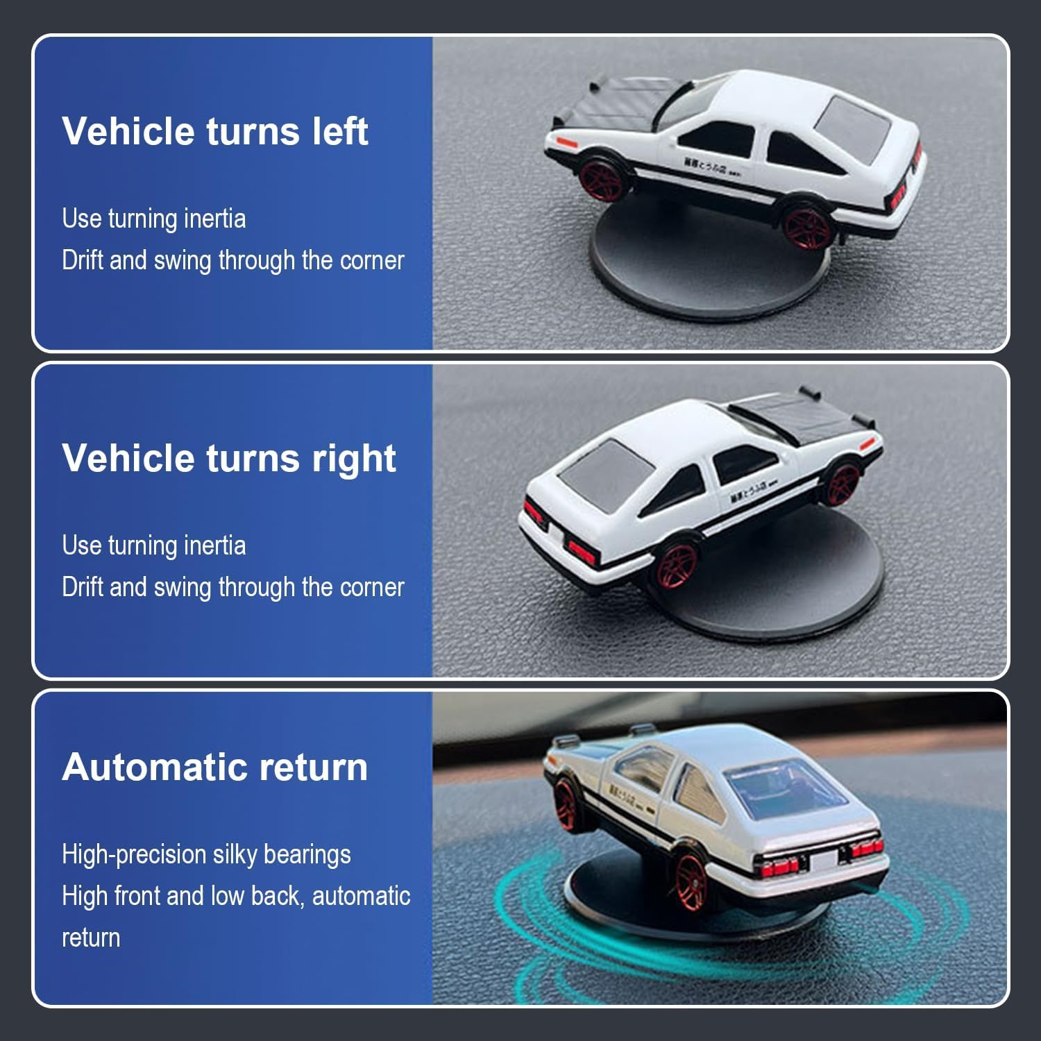 ZINREOG 1:36 Alloy Drifting Car Model - Bobblehead Dashboard Ornament (Model 04)