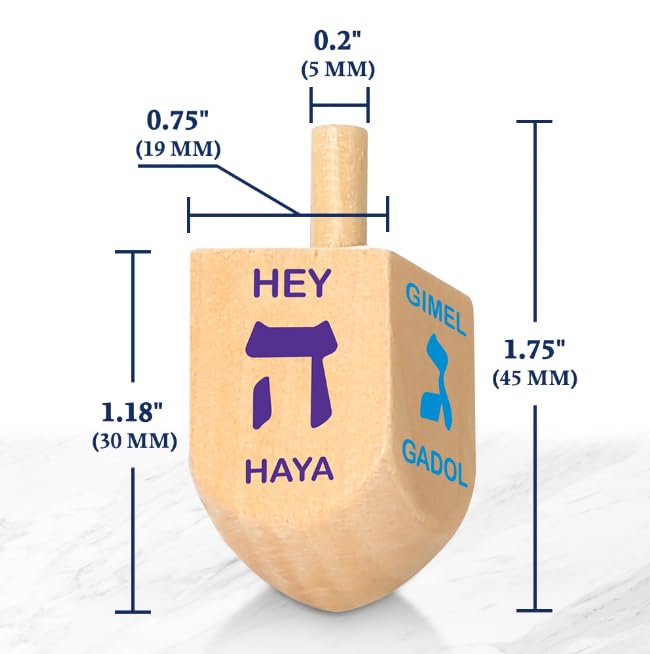 Zion Judaica Wooden Dreidels 30-Pack - Bulk Hanukkah Dreidles with Hebrew Letters, Smooth Finish, 1.75 Inch