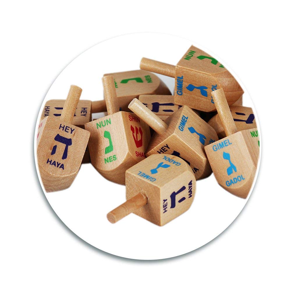 Zion Judaica Wooden Dreidels 30-Pack - Bulk Hanukkah Dreidles with Hebrew Letters, Smooth Finish, 1.75 Inch