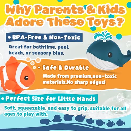 Zippytots 8-Pack No-Hole Ocean Animal Bath Toys – Mold-Free for Toddlers 1-3