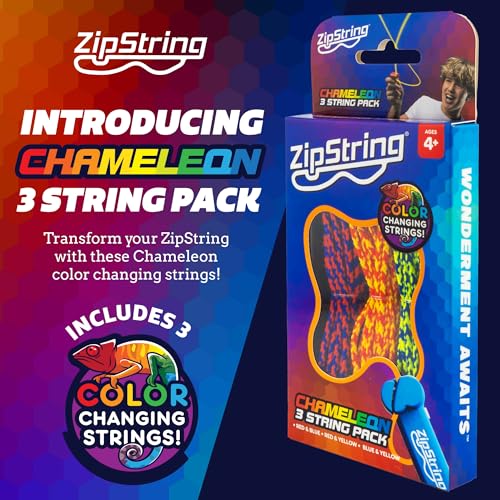 ZipString Chameleon Strings (Pack of 3) – Glow-in-the-Dark Replacement Strings for Rope Launcher Toy – Color-Changing Fidget Toy Featured on Shark Tank