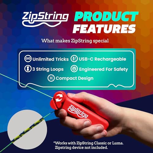 ZipString Chameleon Strings (Pack of 3) – Glow-in-the-Dark Replacement Strings for Rope Launcher Toy – Color-Changing Fidget Toy Featured on Shark Tank