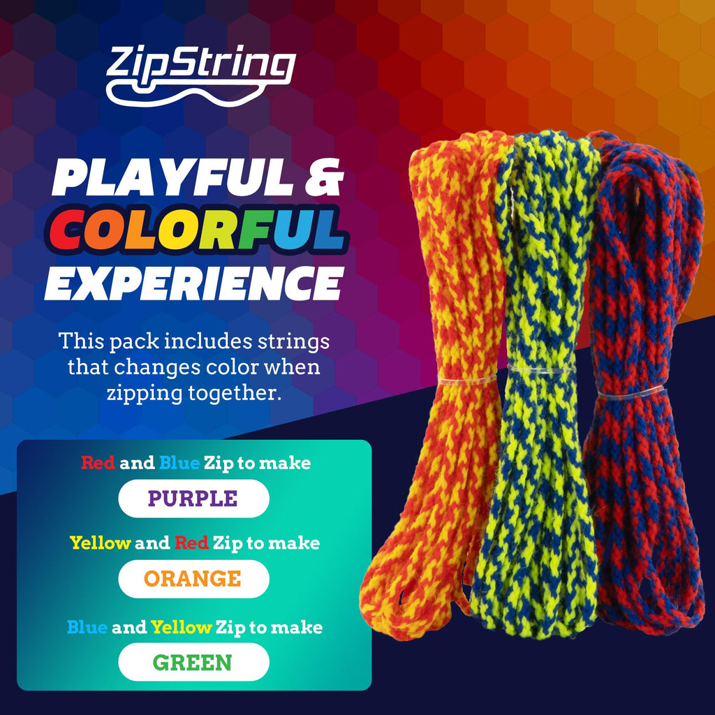 ZipString Chameleon Strings (Pack of 3) – Glow-in-the-Dark Replacement Strings for Rope Launcher Toy – Color-Changing Fidget Toy Featured on Shark Tank
