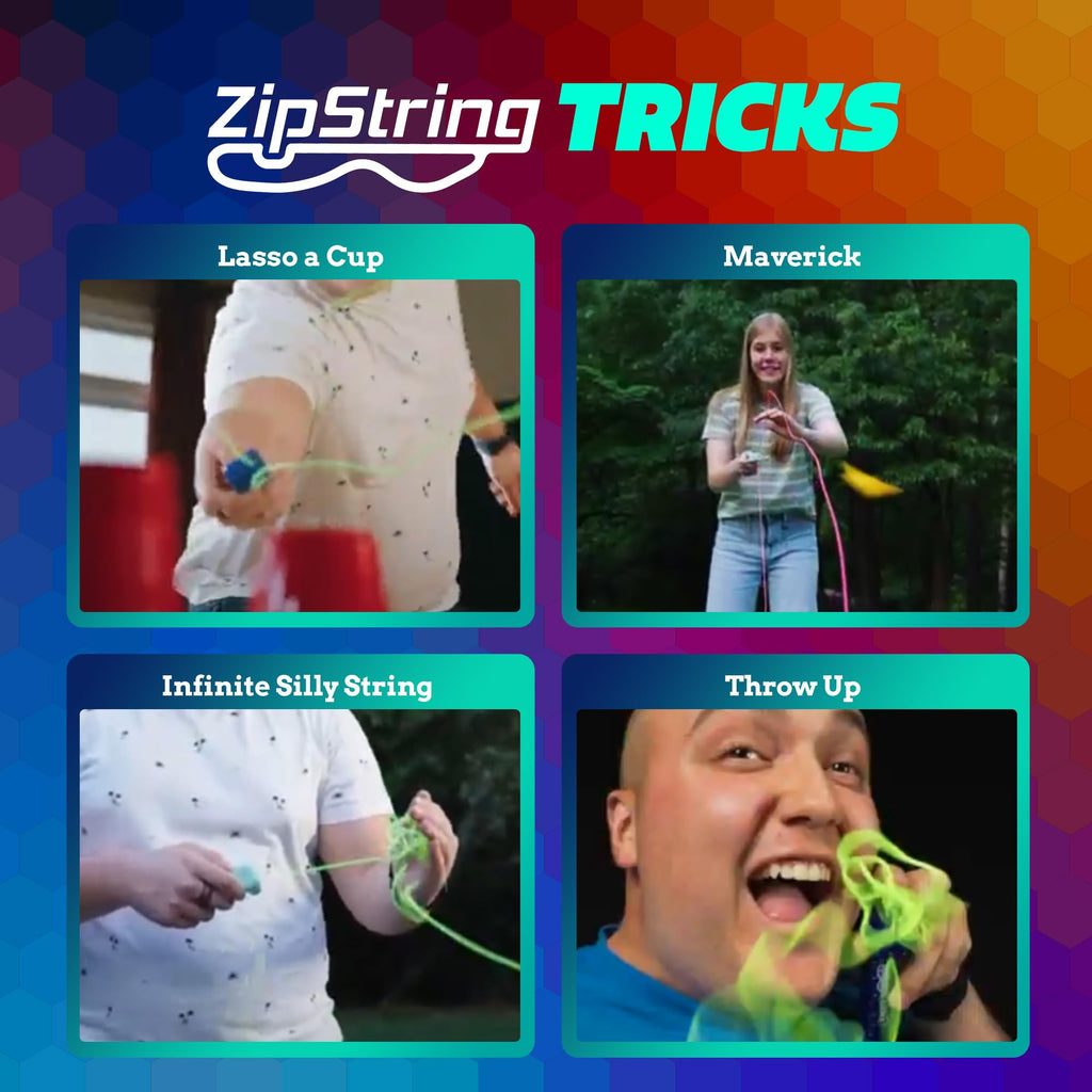 ZipString Chameleon Strings (Pack of 3) – Glow-in-the-Dark Replacement Strings for Rope Launcher Toy – Color-Changing Fidget Toy Featured on Shark Tank