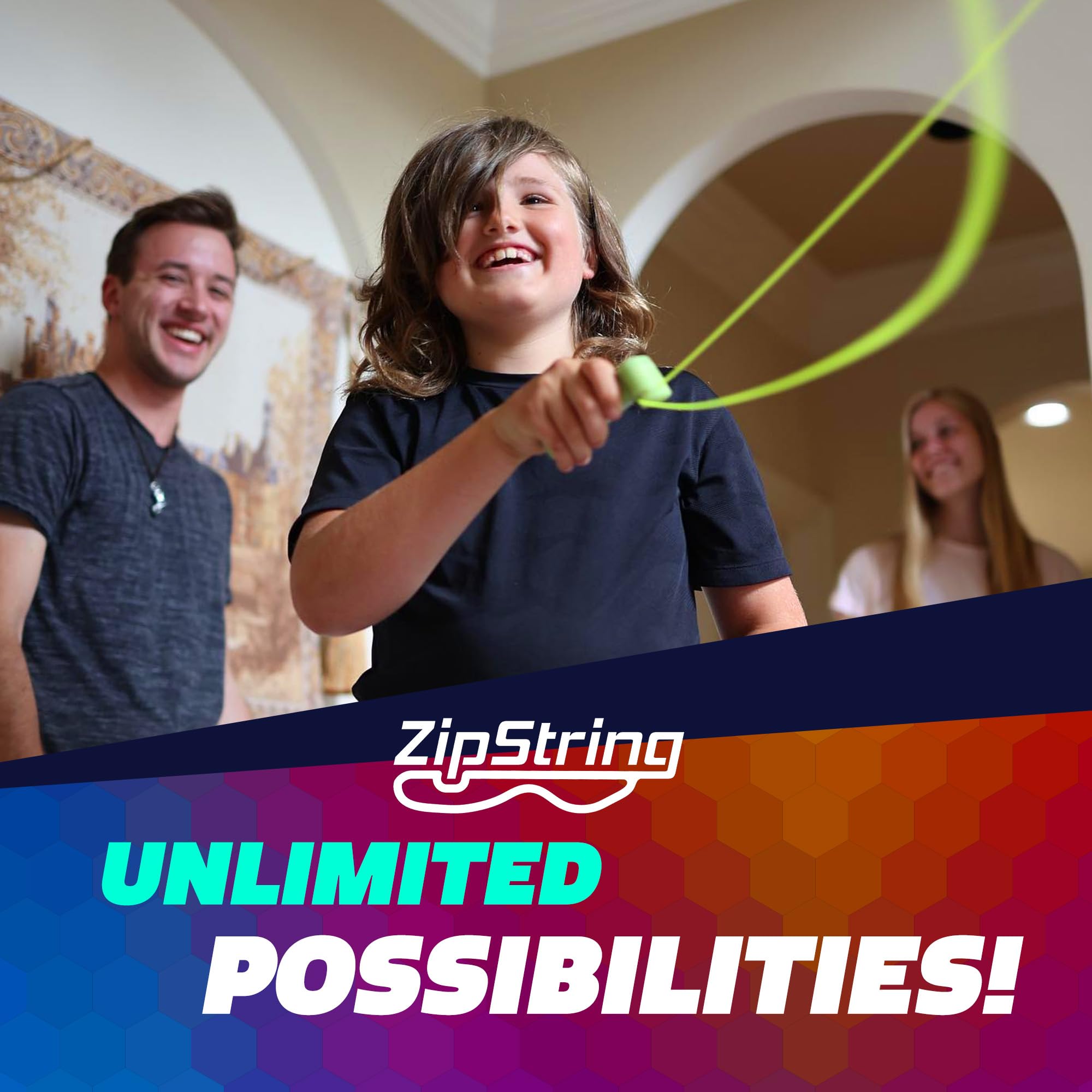 ZipString Chameleon Strings (Pack of 3) – Glow-in-the-Dark Replacement Strings for Rope Launcher Toy – Color-Changing Fidget Toy Featured on Shark Tank