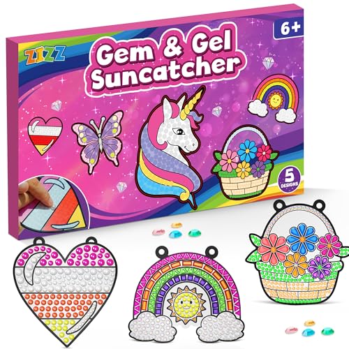 ZIZZ Diamond Painting Suncatcher Kits - 5 Gem Window Art Designs for Kids Ages 4-10