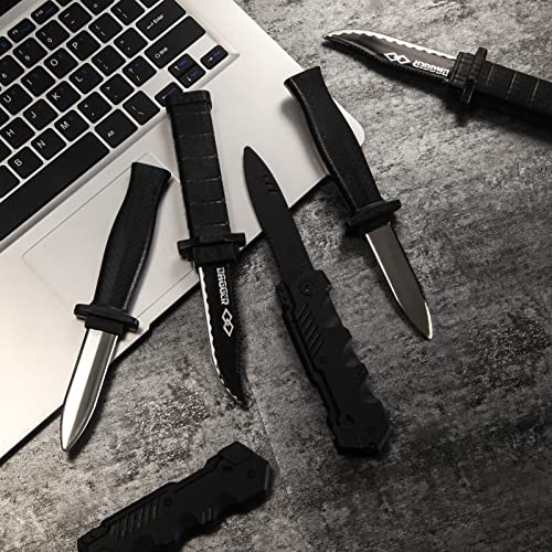 ZJoey 15-Pack Retractable Fake Knives - Plastic Prank Props for Halloween, April Fools, Cosplay (3 Styles, 7-8.26 Inches)