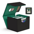 ZLCA MTG Commander Deck Box – Holds 110+ Double-Sleeved Cards with Display Window and Dividers (Black & Dark Green)