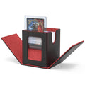 ZLCA MTG Deck Box with Commander Window Display – Holds 100+ Double-Sleeved Cards, PU Leather, Black & Red
