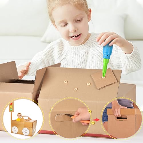 ZLemma 163-Piece Cardboard Construction Kit – Reusable Tools for Kids’ STEAM Projects and Family Crafting