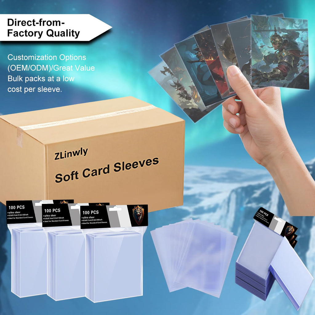 ZLinwly 1000 Clear Penny Card Sleeves – Standard Size 66x91mm, Acid-Free Polypropylene Protectors for TCG, Sports Cards & Collectibles