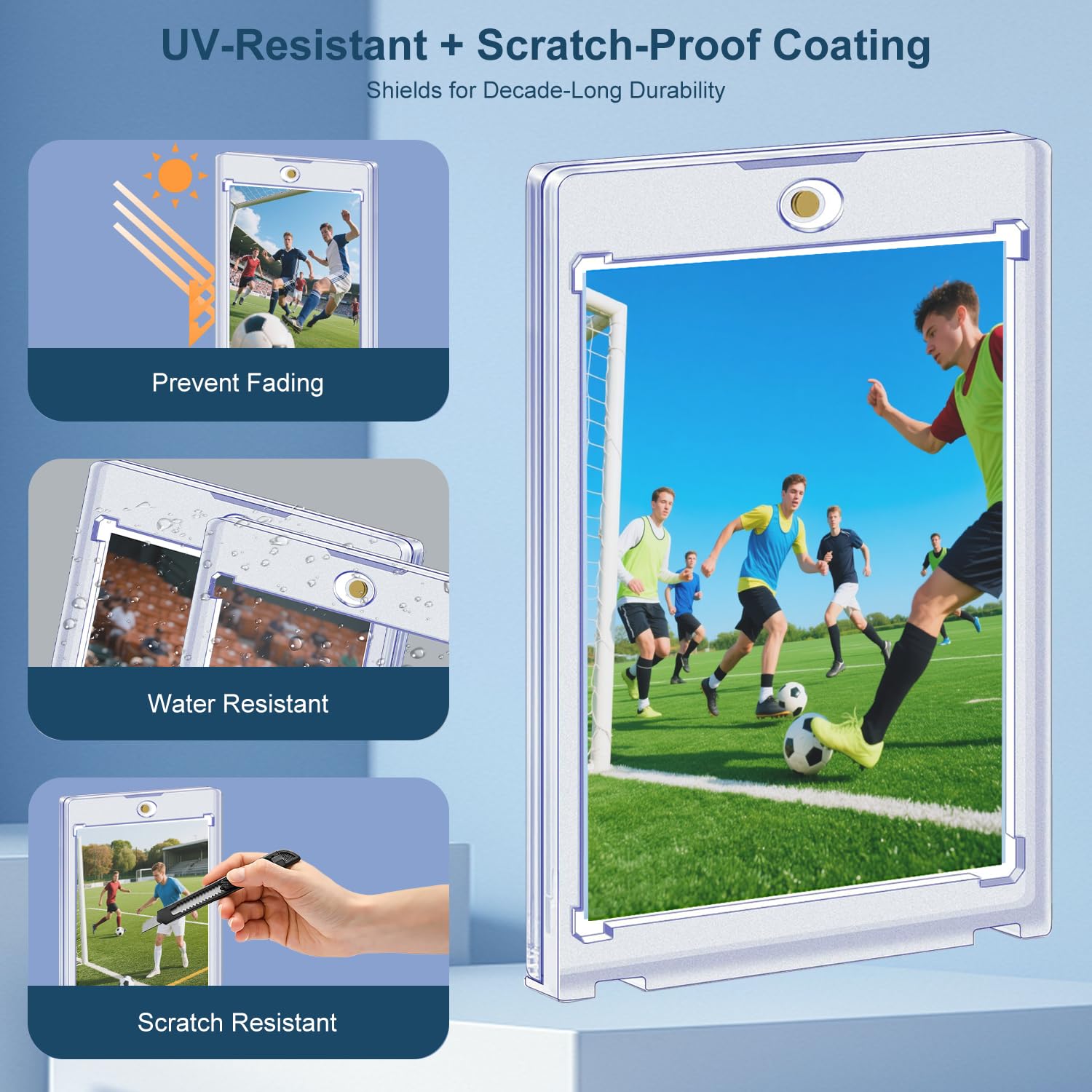 ZLinwly 35pt Magnetic Card Holders 10-Pack: Clear Acrylic Trading Card Protectors with UV Protection for Baseball, Football, Basketball Cards, MTG, TCG