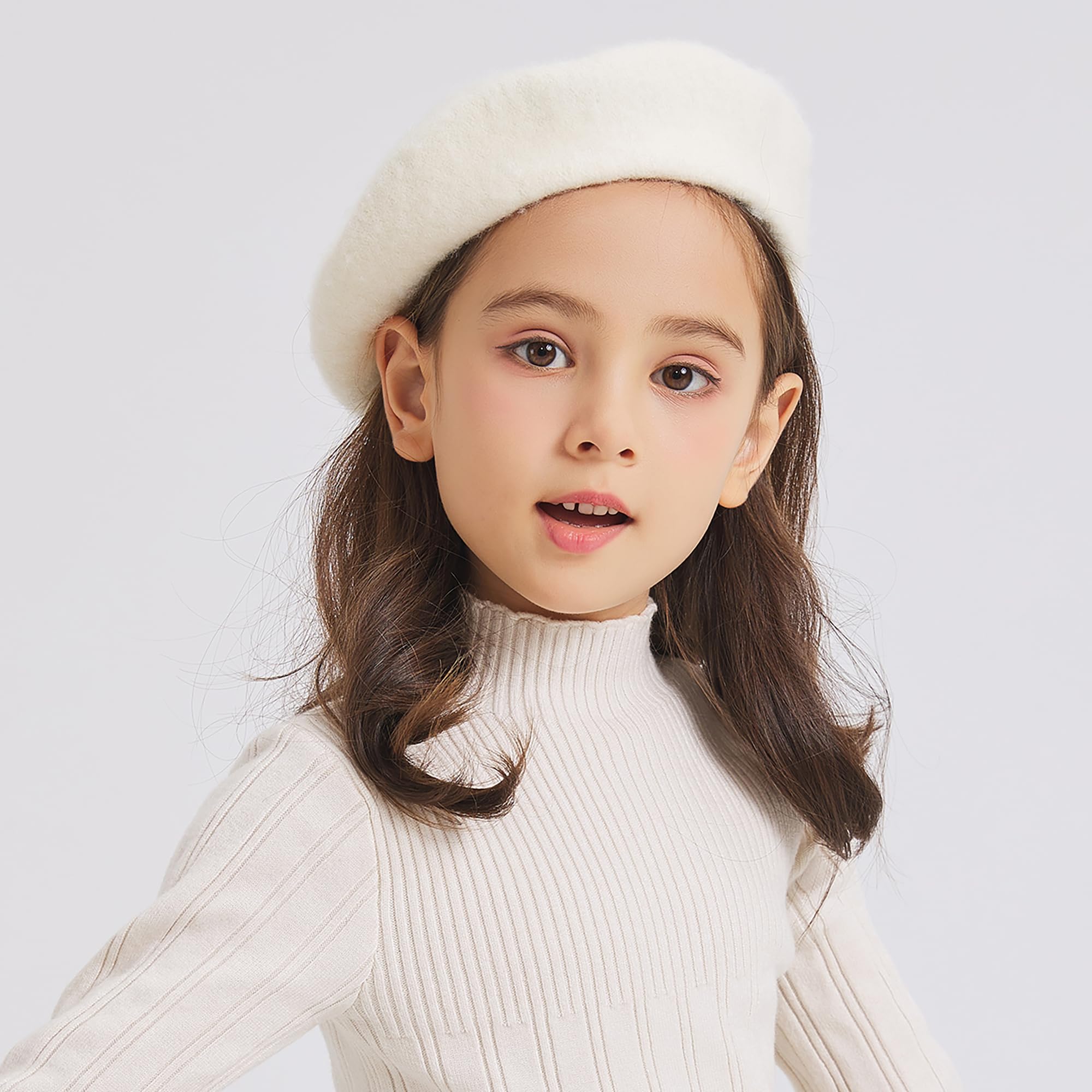 ZLYC Wool Kids Beret – French Artist Style for Girls, 90% Wool, Fits Ages 3–8