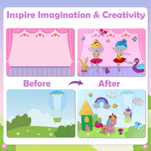 ZMLM Foil Art Kit for Kids – Princess Theme Mess-Free Craft Activity with 10 Pictures