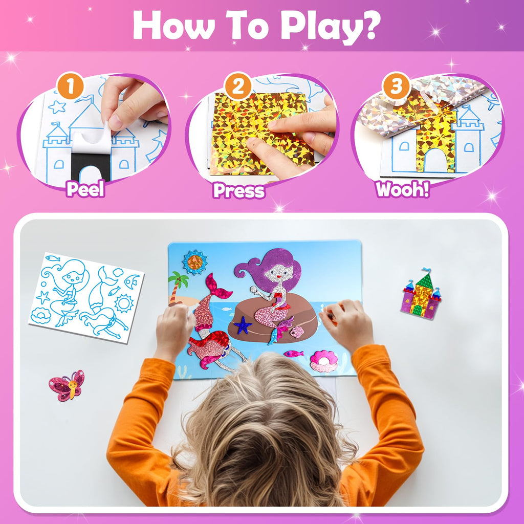 ZMLM Foil Art Kit for Kids – Princess Theme Mess-Free Craft Activity with 10 Pictures