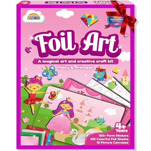 ZMLM Foil Art Kit for Kids – Princess Theme Mess-Free Craft Activity with 10 Pictures