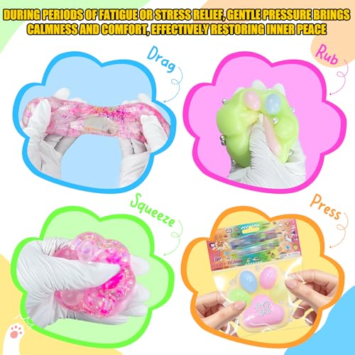 Zoacrn 4-Pack Taba Squishies Cat Paw – Cute Kawaii Stress Relief Squeeze Toys for Adults & Kids
