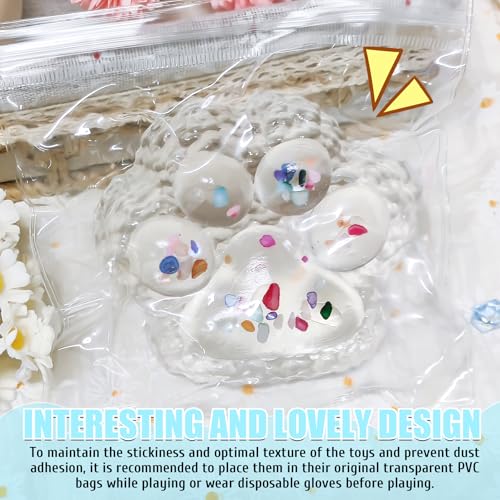 Zoacrn Big Taba Squishy Paw – 4.2in Clear Cat Paw Stress Toy with Colorful Stones