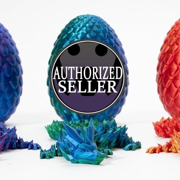 Zobetro 3D Printed Dragon in Egg – Articulated Crystal Dragon Fidget Desk Toy, Green