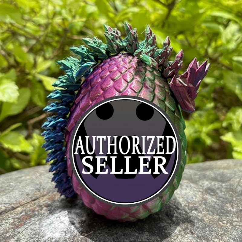 Zobetro 3D Printed Dragon Surprise Egg, Yellow & Green - Articulated Desk Toy for Dragon Collectors