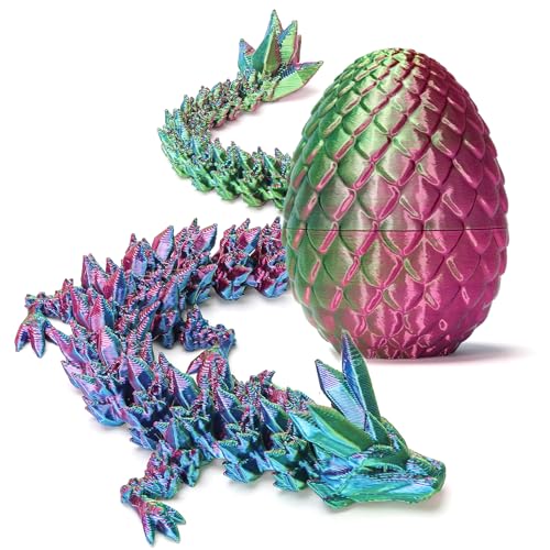 Zobetro 3D Printed Dragon Surprise Egg, Yellow & Green - Articulated Desk Toy for Dragon Collectors