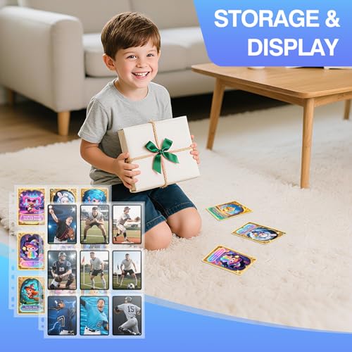 Zofly 60 Pack 1080 Pockets 9-Pocket Trading Card Pages for 3-Ring Binder - Ultra-Clear Polypropylene Sleeves for Sports Cards, Game Cards, Photos