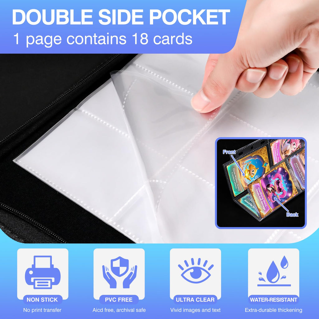 Zofly 60 Pack 1080 Pockets 9-Pocket Trading Card Pages for 3-Ring Binder - Ultra-Clear Polypropylene Sleeves for Sports Cards, Game Cards, Photos