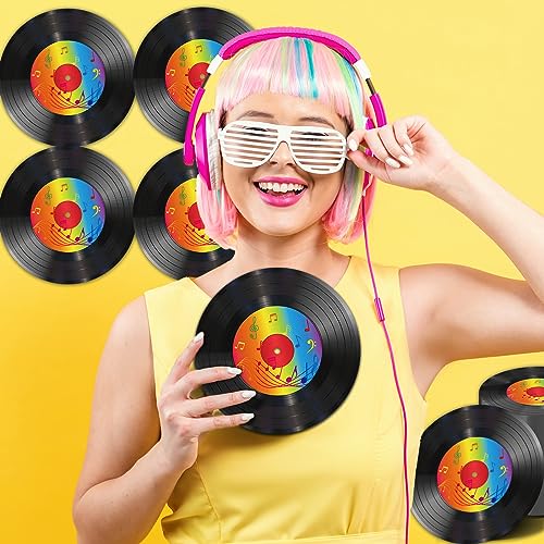 ZOIIWA 100 Retro Vinyl Record Napkins – 50s Music Party Supplies, 12.6 x 12.6 Inches