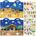 ZOIIWA Christmas Nativity 3D Puffy Sticker Activity Book – 100 Reusable Vinyl Clings with 2 Fold-Out Scenes for Kids Ages 4+