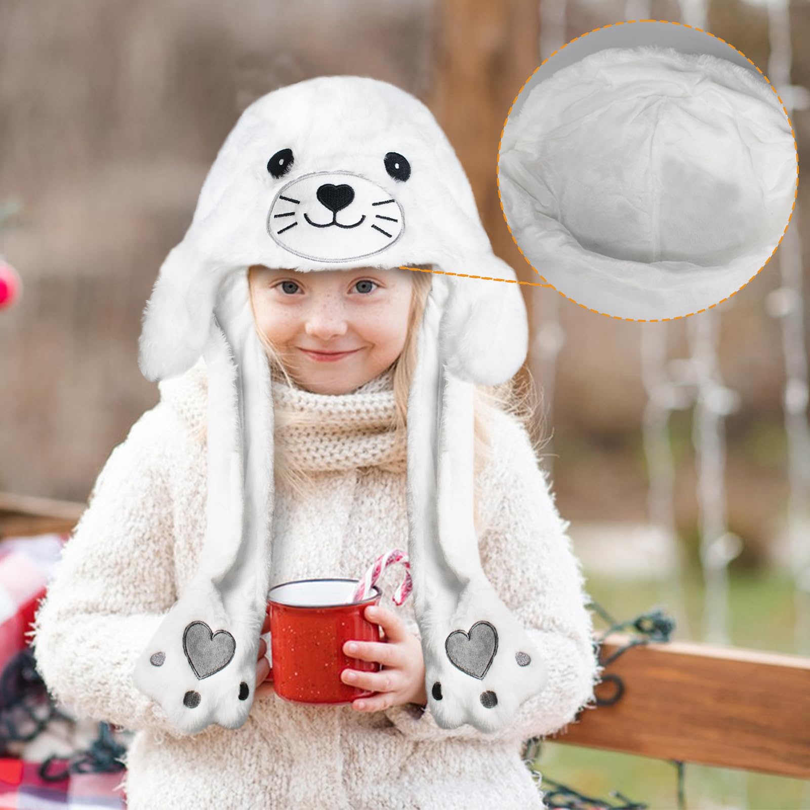 ZONESTA Animal Hat with Moving Ears – Funny Plush Headwear for Kids and Adults