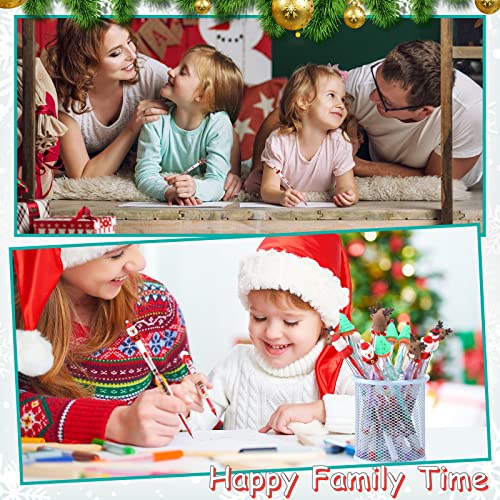 Zonon 24 Pack Christmas Push Pencils with Toppers - Santa, Snowman, Elk, Tree Designs for Classroom Rewards and Stocking Stuffers