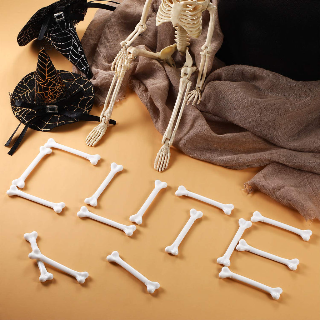Zonon 24-Pack Mini Plastic Skeleton Bones for Halloween Costume DIY and Party Decor