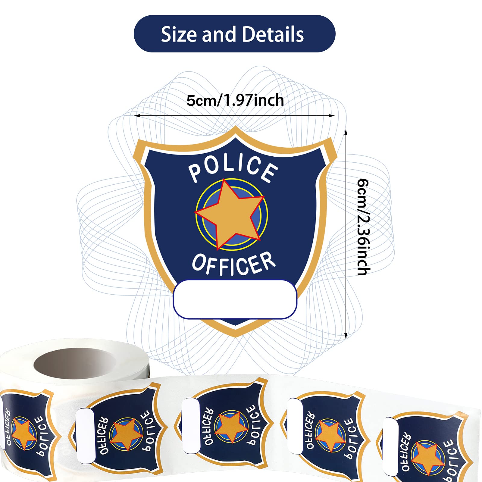 Zonon 600 Police Stickers for Kids - Blue Badge Name Tags Party Favors