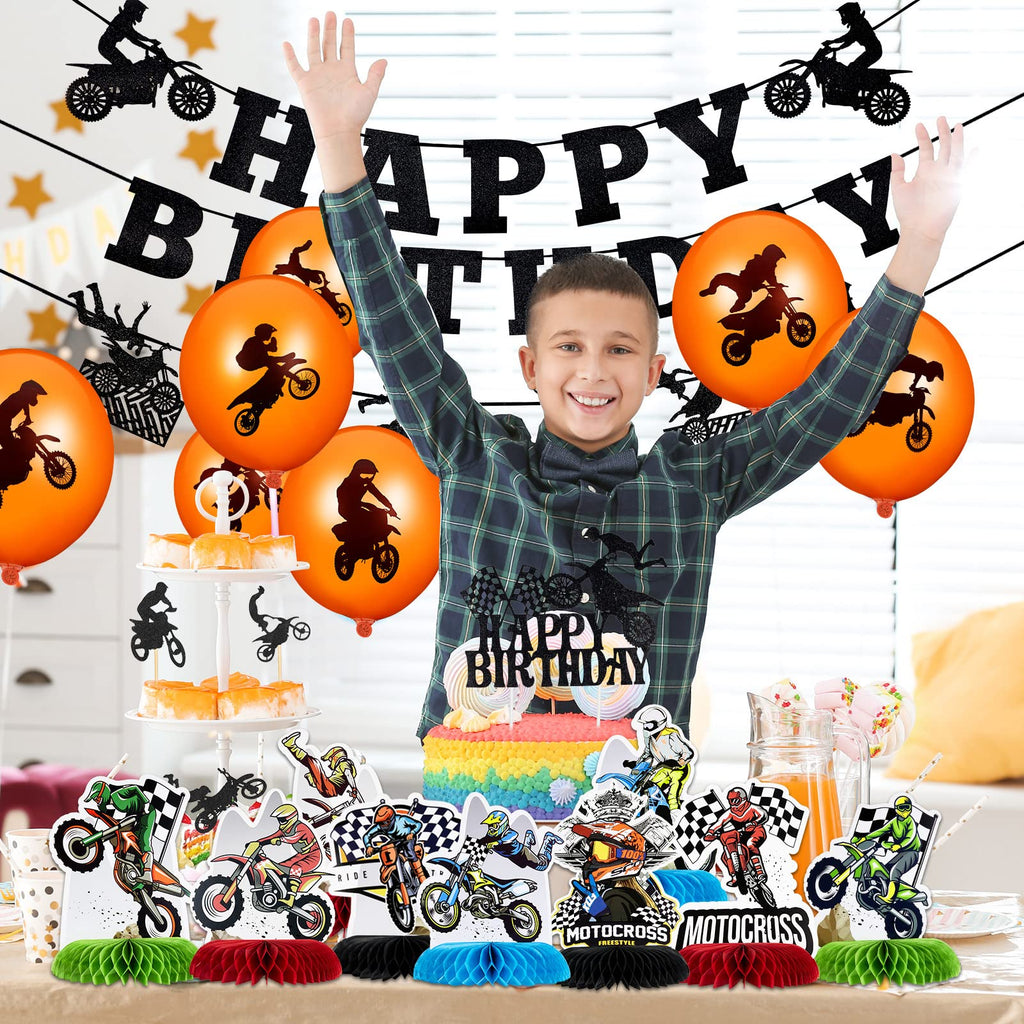 Zonon 9 Piece Dirt Bike Party Decorations – Honeycomb Centerpieces for Motorcycle Themed Parties